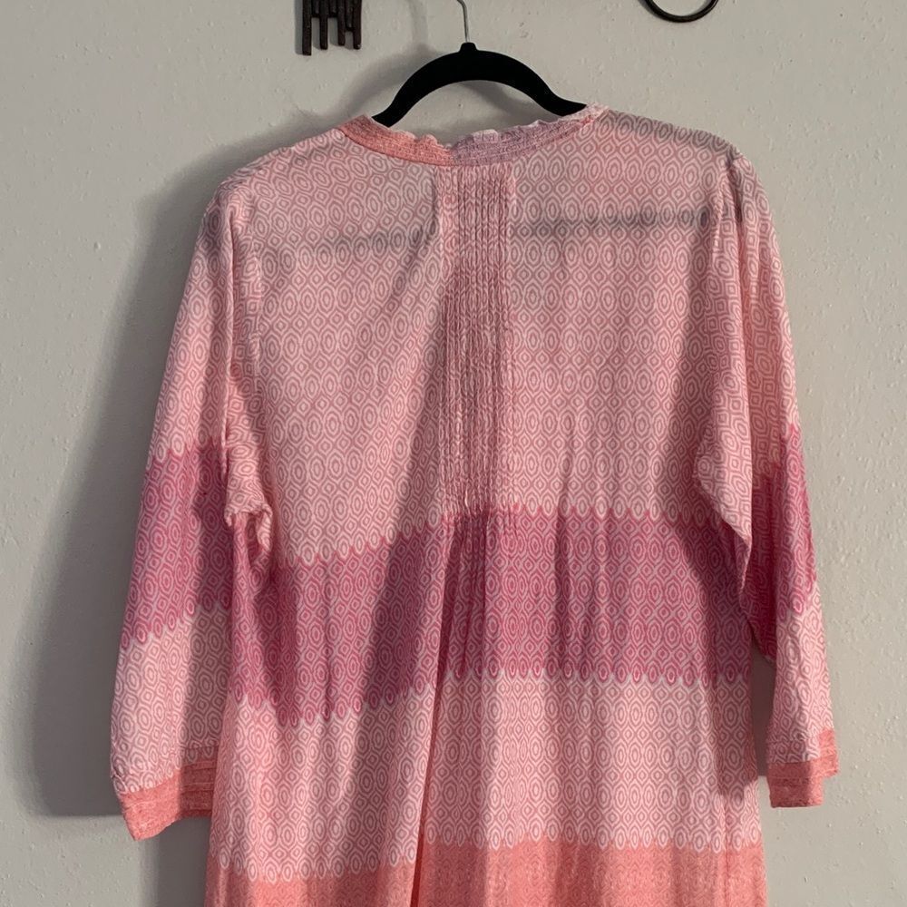 One Season Australia Pink Ombré Cotton Button-Front Dress | Size L - Picture 11 of 14